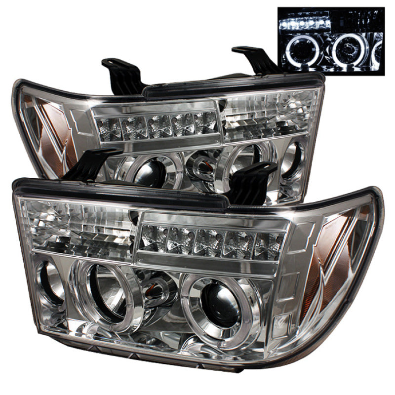 Spyder 5012036 fits Toyota 07-13 Tundra Projector Headlights LED Halo LED Chrm