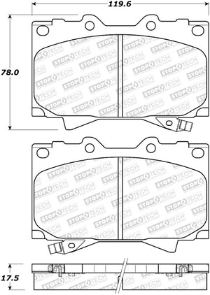 Stoptech 309.0772 Sport Brake Pads w/Shims and Hardware - Rear