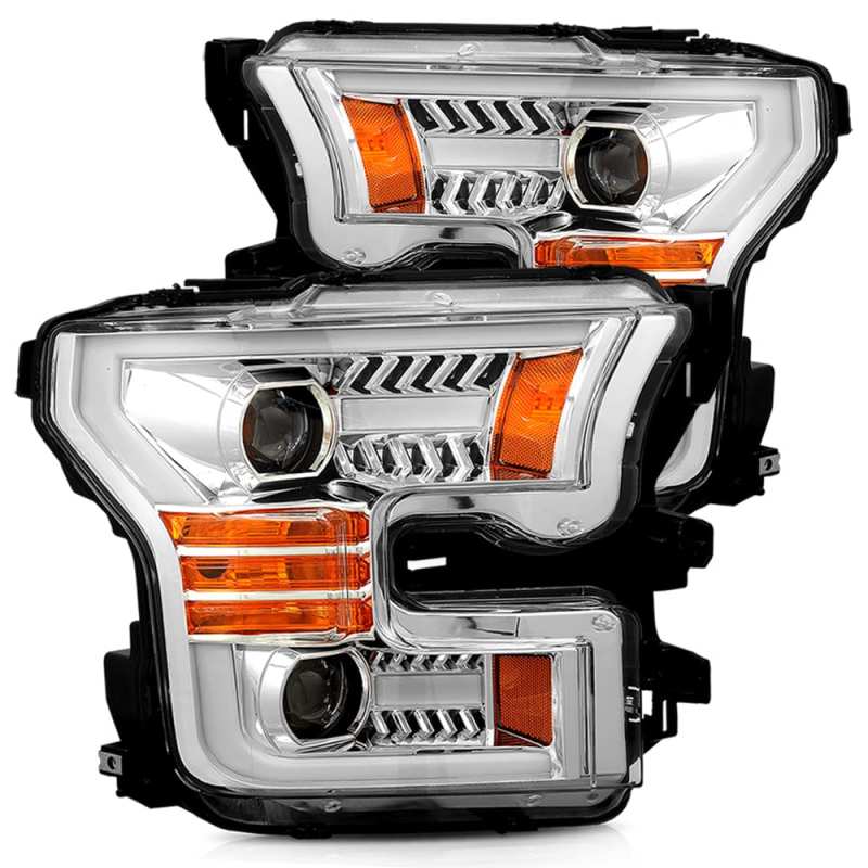 AlphaRex 880157 fits Ford 15-17 F-150 PRO-Series Projector Headlights Plank Style Chrm w/Activ Light/Seq Signal