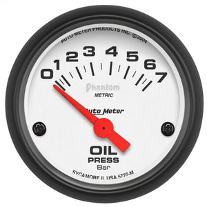 AutoMeter 5727-M Autometer Phantom 2-1/16in 0-7 BAR Electric Oil Pressure Gauge