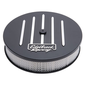 Edelbrock 41663 Air Cleaner Racing Series Round Aluminum Top Cloth Element 14In Dia X 3 125In Dropped Base