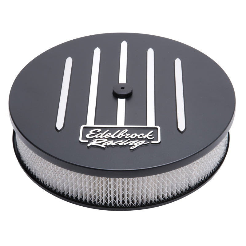 Edelbrock 41663 Air Cleaner Racing Series Round Aluminum Top Cloth Element 14In Dia X 3 125In Dropped Base