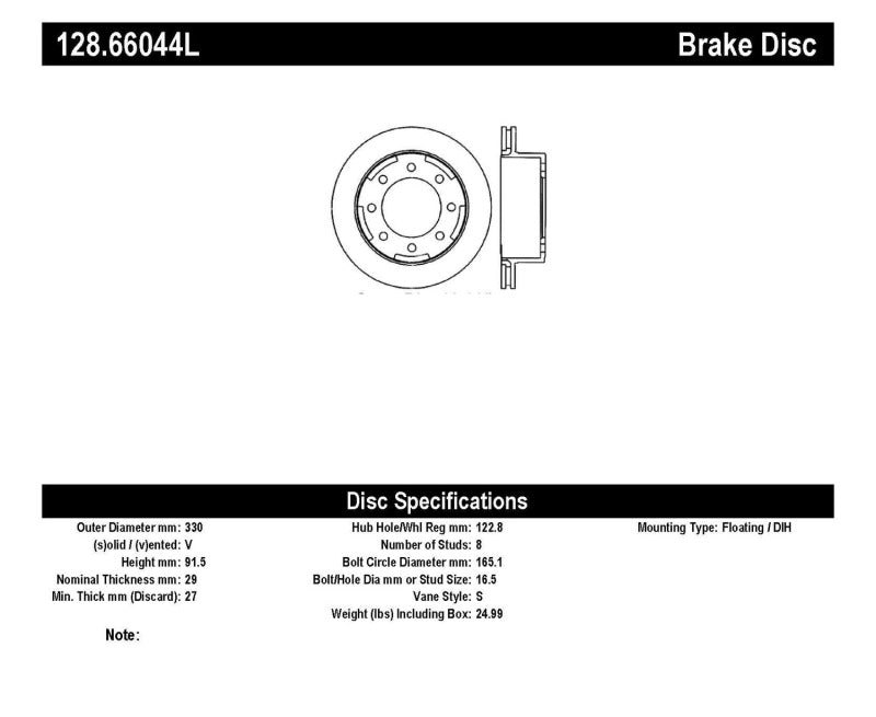 Stoptech 128.66044L Drilled Sport Brake Rotor