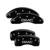 MGP 34215SGMCBK 4 Caliper Covers Engraved Front & Rear fits GMC Black Finish Sil