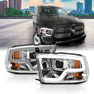 ANZO 111405 09-18 Dodge Ram 1500 Plank Style Projector Headlights Chrome w/ Halo