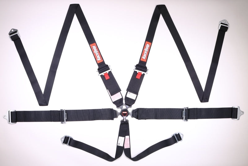 Racequip 747007 Black SFI CAMLOCK 6pt PU Lap HNR Seat Belt