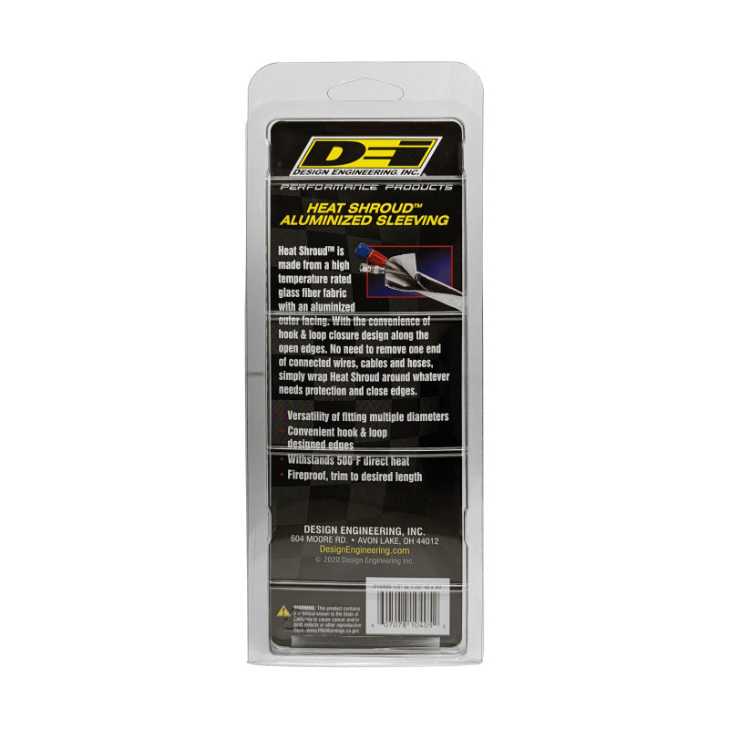 DEI  10405 Heat Shroud 1in I.D. x 3ft - Aluminized Sleeving - Hook and Loop Edge