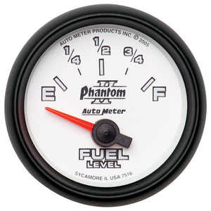 AutoMeter 7516 Autometer Phantom II 2-1/16in 240E - 33F OHM Electric Fuel Level Gauge