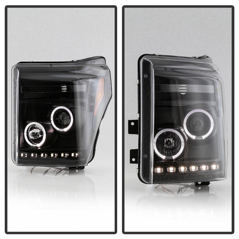 Spyder 5086013 fits Ford 11-16 Super Duty Projector Headlights LEDHalo DRL All
