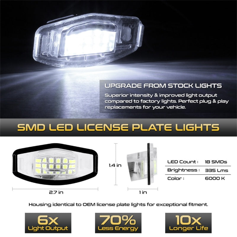 9044991 Xtune fits Honda 01-15 Civic LED License Plate Bulb Assembly White 550