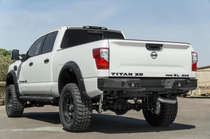 Addictive Desert Designs R911231280103 fits Nissan 16-18 Titan XD Stealth Fighter Rear Bumper w/ Backup Sensor Cutout