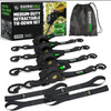 Rhino USA TD-RSRE1X10-2BLK Retractable Ratchet Straps (2Pk 1Inx10Ft) Black
