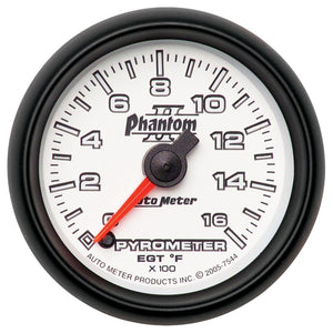 AutoMeter 7544 Autometer Phantom II 52.4mm Full Sweep Electronic 0-1600 Def F EGT/Pyrometer Gauge