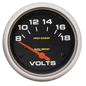 AutoMeter 5492 Autometer Pro Comp 8-18 Volts Short Sweep Electronic Voltmeter Gauge