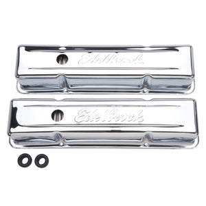 Edelbrock 4649 Valve Cover Signature Series fits Chevrolet 1959-1986 262-400 CI V8 Tall Chrome