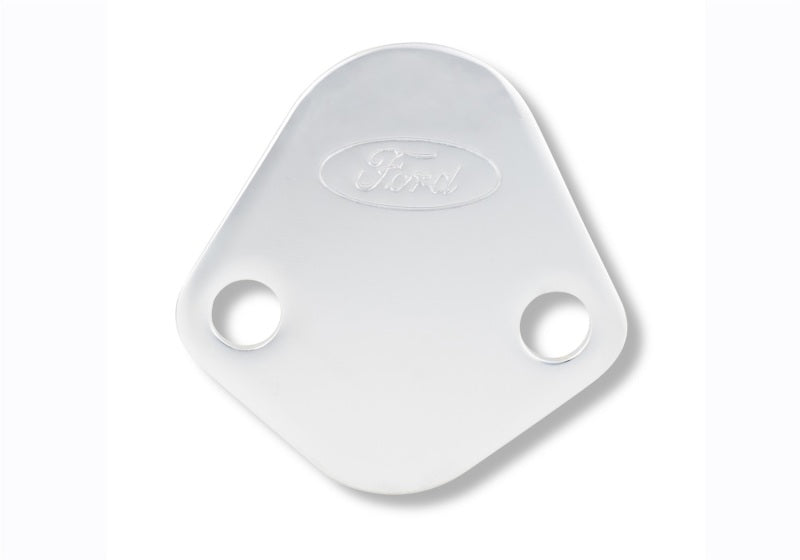 fits Ford 302-290 Racing fits Ford Logo Fuel Pump Blockoff Plate - Chrome