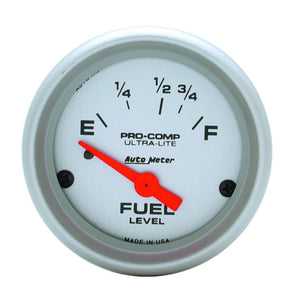 AutoMeter 4318 Autometer Ultra-Lite 52mm 16 OHMS Empty/158 OHMS Full Short Sweep Electronic Fuel Level Gauge