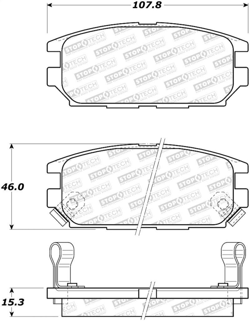Stoptech 308.0532 91-93 fits Mitsubishi 3000GT Street Performance Rear Brake Pads