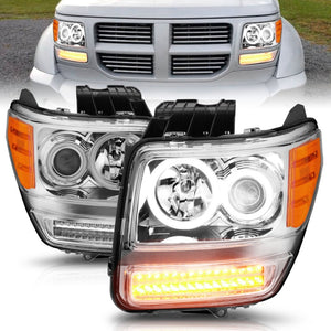ANZO 111144 2007-2012 fits Dodge Nitro Projector Headlights w/ Halo Chrome (CCFL) G2