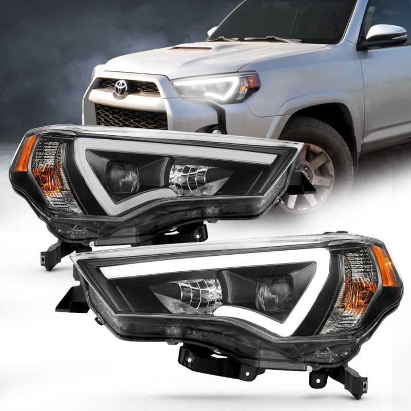 ANZO 111416 fits Toyota 14-18 4 Runner Plank Style Projector Headlights Black w/ Amber