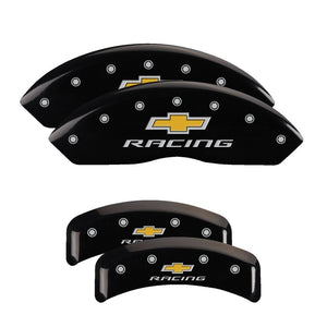 MGP 13013SBRCBK 4 Caliper Covers Engraved F & R fits Chevy Racing Black Finish S