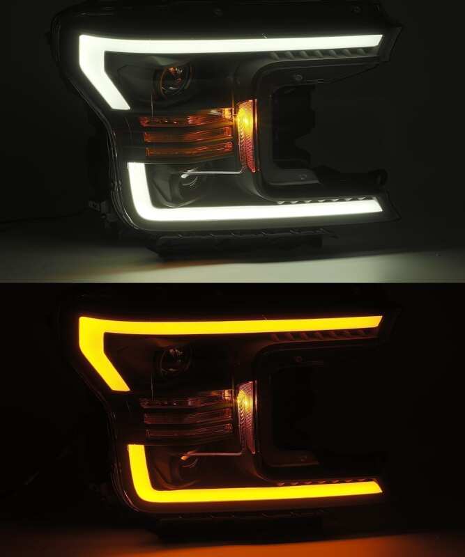 AlphaRex 880175 18-20 fits Ford F-150 LUXX LED Proj Headlights Plank Style Ch