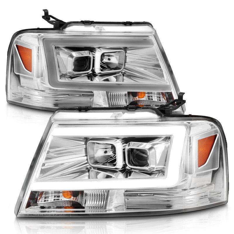 ANZO 111542 2008 fits Ford 04-20 F-150 Projector Headlights w/ Light Bar Chrome Housing