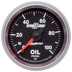 AutoMeter 3653 Autometer Sport-Comp II 52mm 0-100 PSI Electronic Oil Pressure Gauge