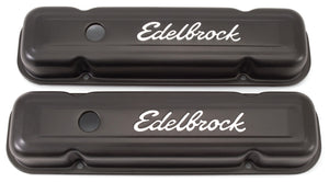 Edelbrock 4453 Valve Cover Signature Series fits Pontiac 1962-1979 301-455 CI V8 Low Black