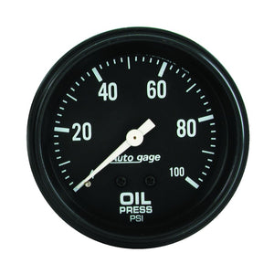 AutoMeter 2312 Autometer AutoGage 2-5/8in Mechanical Black 0-100 PSI Oil Pressure Gauge