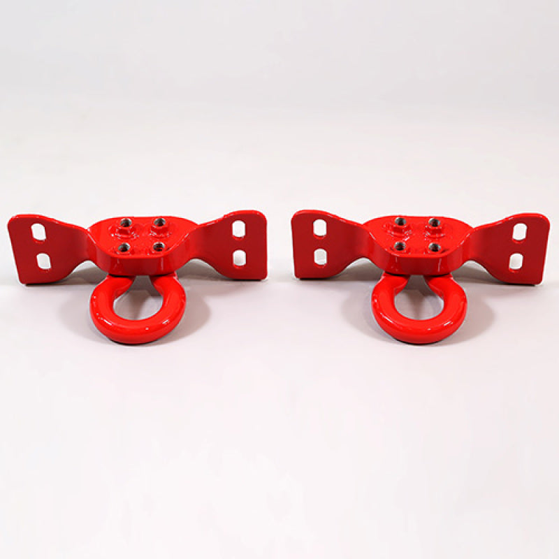 fits Ford 17-22 Racing M-18954-SDR Super Duty Tow Hooks - Red (Pair)