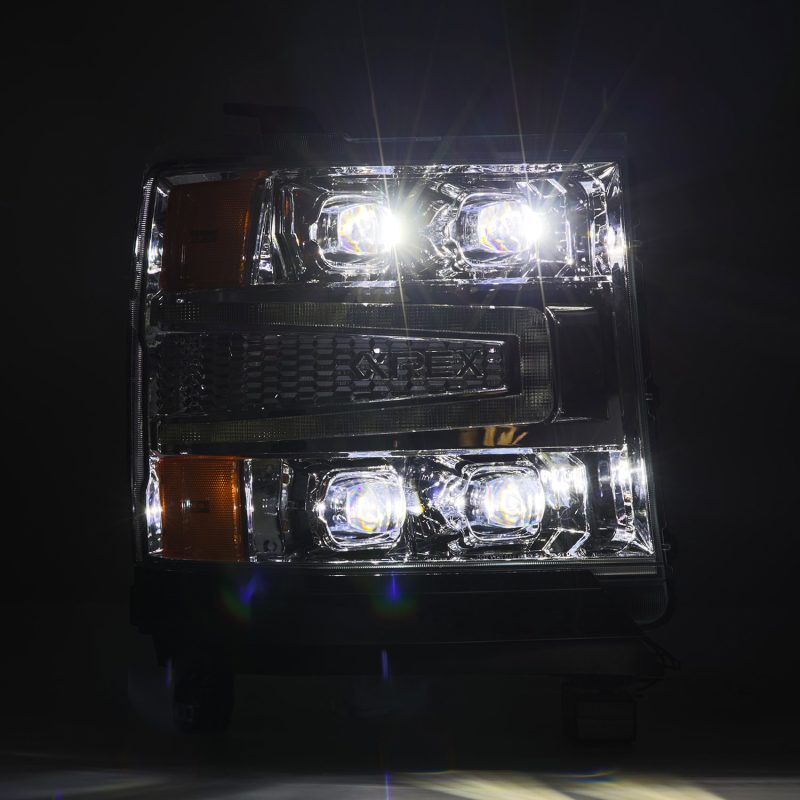 AlphaRex 880238 fits Chevy 16-18 1500HD NOVA-Series LED Proj Headlights Chrm w/Actv Lgt/SeqSig & DRL(Req 810023)