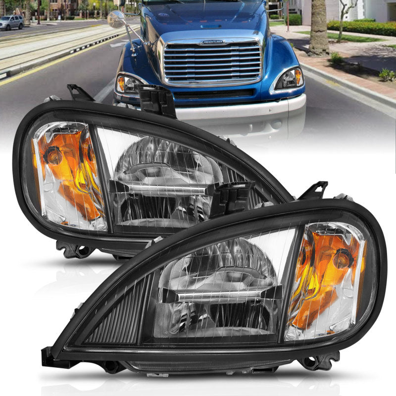 ANZO 131029 1913 fits Freightliner 96-20 Columbia LED Crystal Headlights Chrome Housing w/ Clear Lens (Pair)