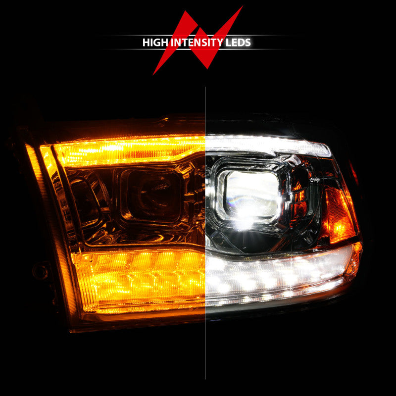 ANZO 111596 fits Dodge 09-18 Ram 1500/2500/3500 Full LED Proj Headlights w/Switchback Light Bar - Chrome