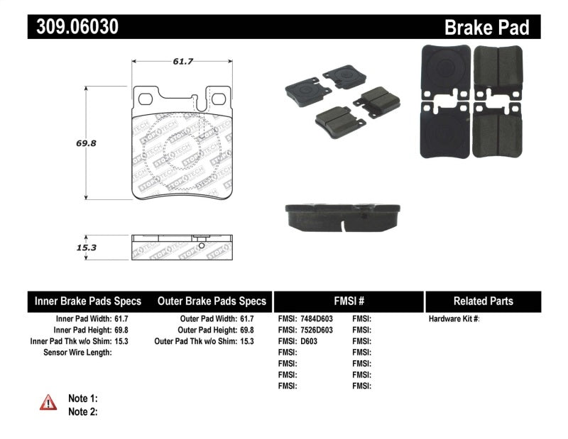 Stoptech 309.0603 Performance Brake Pads