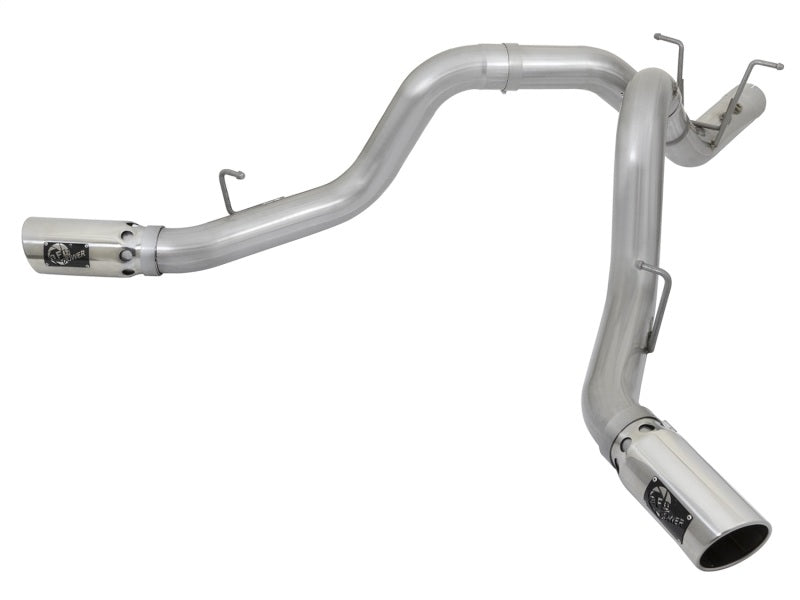 AFE 49-04086-P 4in DPF-Back Alum Steel Exhaust System w/Dual Exit Polished Tip