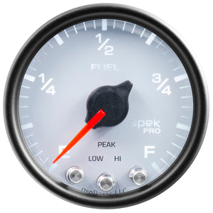 AutoMeter P31212 Autometer Spek-Pro Gauge Fuel Level 2 1/16in 0-270 Programmable Wht/Blk