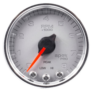 AutoMeter P33421 Autometer Spek-Pro Gauge Tach 2 1/16in 8K Rpm W/ Shift Light & Peak Mem Slvr/Chrm