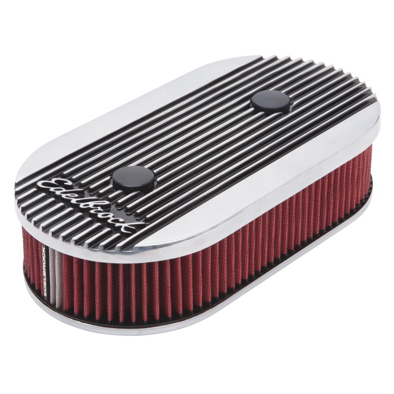 Edelbrock 4272 Air Cleaner Elite II Oval Dual-Quad Carbs 2 5In Red Element Polished