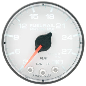 AutoMeter P321128 Autometer Spek-Pro 2 1/16in 30KPSI Stepper Motor W/Peak & Warn White/Black Rail Pressure Gauge
