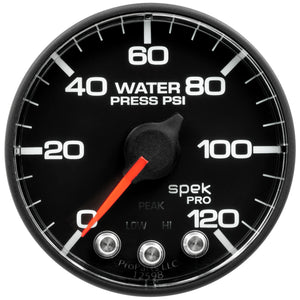AutoMeter P349328 Autometer Spek-Pro Gauge Water Press 2 1/16in 120psi Stepper Motor W/ Peak & Warn
