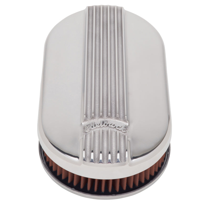 Edelbrock 4115 Air Cleaner Classic Series Oval Aluminum Top Cloth Element 17 5In X 9 35In X 3 9In