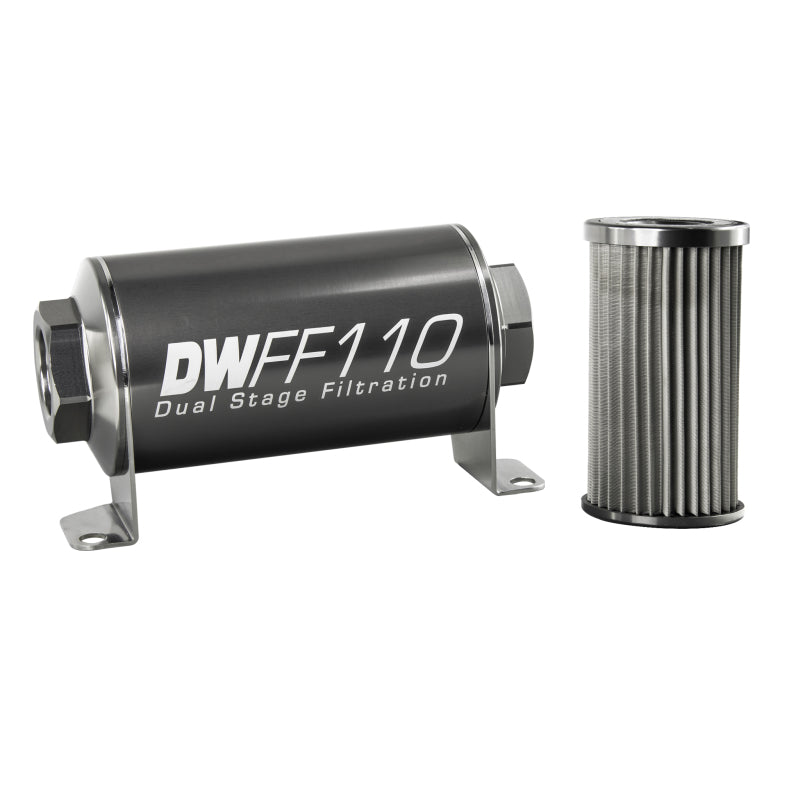 DeatschWerks 8-03-110-010K Stainless Steel 10AN 10 Micron Universal Inline Fuel Filter Housing Kit (110mm)