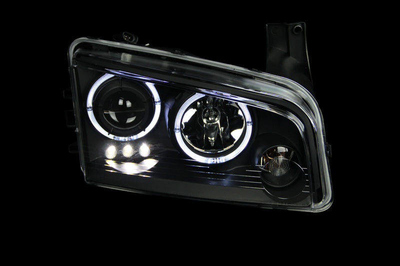 ANZO 121381 2010 fits Dodge 06-20 Charger Projector Headlights w/ Halo Black