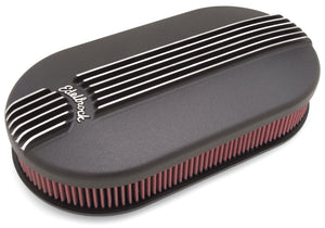 Edelbrock 41193 Air Cleaner Classic Series Oval Aluminum 17 5In X 9 35In X 4 45In Dual Carburetor Black
