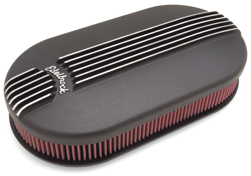 Edelbrock 41193 Air Cleaner Classic Series Oval Aluminum 17 5In X 9 35In X 4 45In Dual Carburetor Black