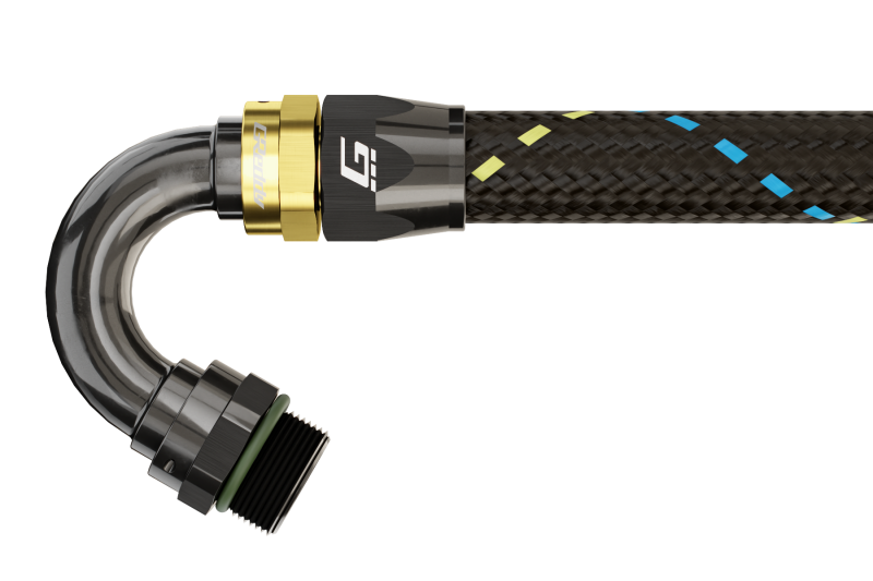 GReddy 12810815 AN08 150 DEGREE ORB MALE BLACK/GOLD ANODIZED