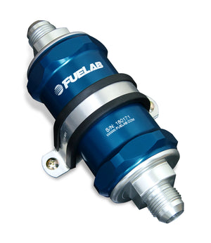 Fuelab 84812-3 848 In-Line Fuel Filter Standard -8AN In/Out 40 Micron Stainless w/Check Valve - Blue