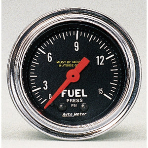 AutoMeter 2411 AutoMeter Gauge Fuel Pressure 2-1/16in. 15PSI Mechanical Traditional Chrome