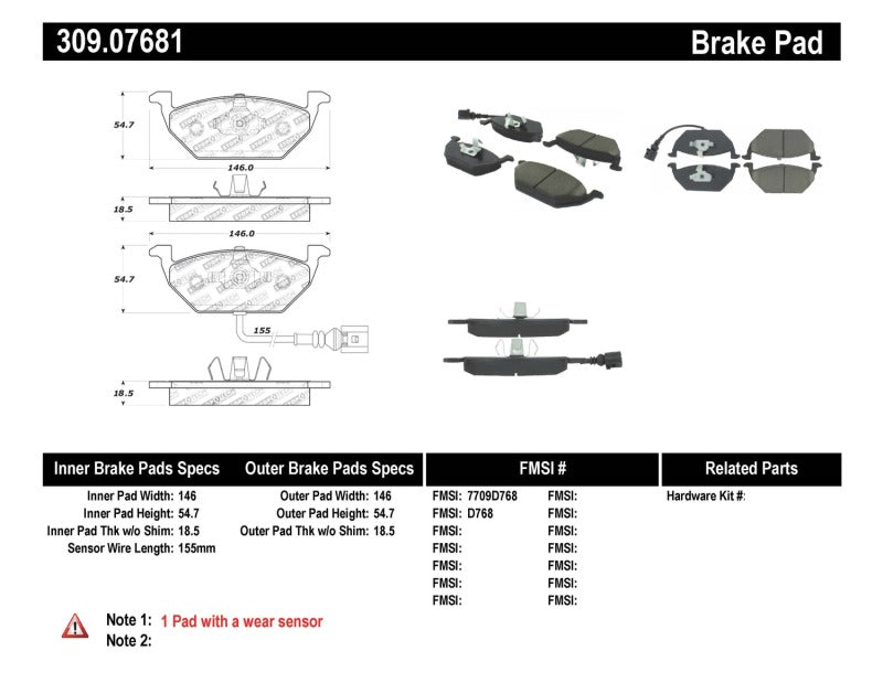 Stoptech 309.07681 Performance Brake Pads